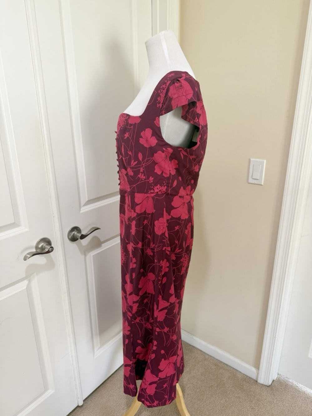 Anthropologie Red Floral Midi Dress - Picture 7 of 12